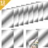 A collection of 12 acrylic mirror stickers arranged in two rows, with a corner graphic indicating '12 PCS'. Produktbild-Vorschau