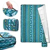 A collage of images showing a folded and unfolded picnic blanket with a geometric pattern. Náhled obrázku produktu
