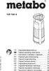 A page from a manual showing the Metabo logo, product name, and a list of instructions in different languages. Náhľad obrázku produktu