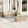 vidaXL 10-tlg. Garten-Sofagarnitur mit Kissen Beige Poly Produktbild-Vorschau 2
