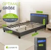 A bedroom scene featuring a bed frame with LED lighting, along with measurement callouts. Náhled obrázku produktu