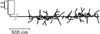 A diagram showing a string of LED lights connected to a power adapter, with a scale indicating 500 cm. Produktbild-Vorschau