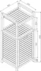 A line drawing of a wooden shelving unit with a basket. Produktbild-Vorschau