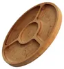 Ø28cm Servierplatte aus natürlichem Holz mit 4 geteilten Produktbild-Vorschau 3