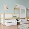 MODFU Kinderbett 90x200cm mit 4 Schubladen, Hausbett Produktbild-Vorschau 1