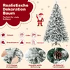 Collage of a realistic flocked Christmas tree with marketing text and icons. Anteprima dell’immagine prodotto