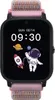A smartwatch with a space-themed wallpaper showing an astronaut, a rocket, and planets. Voir les images du produit