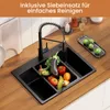 CECIPA Granitspüle 60x45 cm Schwarz Küchenspüle Granit Produktbild-Vorschau 7