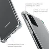 Close-up views of a clear phone case on a Samsung phone, highlighting its features. Voir les images du produit
