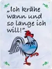 Metallschild XL in 21x28 cm in blau mit Hahn und Spruch: Produktbild-Vorschau 1