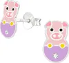 Kinder Ohrringe Ohrstecker 925 Sterling Silber Schwein mit Produktbild-Vorschau 1