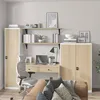 A home office setup with a desk, chair, and storage cabinets. Produktbild-Vorschau