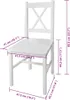 A white wooden chair with dimensions indicated by measurement lines and text. Anteprima dell’immagine prodotto