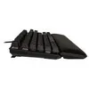 A black keyboard with a wrist rest, shown from a side angle on a white background. Produktbild-Vorschau