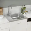 Küchenspüle mit Abtropfset Silbern 500x600x155 mm Edelstahl Produktbild-Vorschau 1