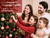 A family is decorating a Christmas tree, with the children hanging ornaments. Produktbild-Vorschau