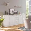 Credenza Landwood 52 colore bianco 4 ante e 4 cassetti Anteprima dell’immagine prodotto 1