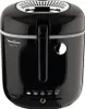 A black Moulinex Mega 2kg deep fryer is shown from the front. Voir les images du produit