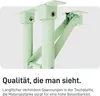 Close-up of light green metal table legs with text below. Produktbild-Vorschau