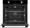 An open built-in oven with a digital display showing the time. Produktbild-Vorschau