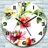Wanduhr aus Glas Rund fi 30 Blumen Farbenfroh Quarz Deko Produktbild-Vorschau 1
