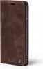 A brown flip cover case for a smartphone, shown from the side. Produktbild-Vorschau