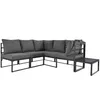 A sectional outdoor sofa set with a small side table, presented against a white background. Produktbild-Vorschau