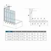 Diagrams and a table showing dimensions and specifications for a shower screen. Produktbild-Vorschau