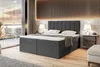 A bedroom scene with a bed, nightstands, and a balcony view.