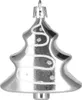 A single silver Christmas tree ornament with white swirling decoration and dots. Produktbild-Vorschau