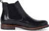 A black leather Chelsea boot is shown from the side against a white background. Produktbild-Vorschau