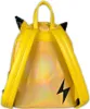 The back view of a yellow Pikachu backpack with sequined ears and a lightning bolt emblem. Náhled obrázku produktu
