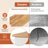 A comparison of materials used in a kitchen cabinet, highlighting the benefits of solid rubberwood versus inferior materials. Náhled obrázku produktu
