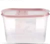 A clear, front-facing studio shot of a clear plastic food storage container with a pink lid. Anteprima dell’immagine prodotto