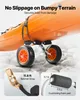 A kayak cart with a kayak secured on it, with close-ups of a ratchet strap and foam padding. Anteprima dell’immagine prodotto