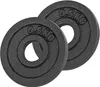 Two black weight plates on a white background. Produktbild-Vorschau