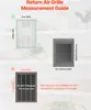 Diagram showing how to measure a return air grille for duct opening. Produktbild-Vorschau