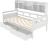 A white daybed with drawers and shelves, shown from a three-quarter angle against a white background. Voir les images du produit