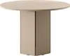 A round dining table with a beige cappuccino pedestal base, shown against a white background. Náhled obrázku produktu