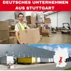 A collage showing a warehouse worker holding a box and a modern warehouse exterior with trucks. Produktbild-Vorschau
