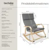 A diagram showing the dimensions of a rocking chair, with text providing product specifications. Náhled obrázku produktu