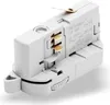 A close-up studio shot of a white electrical adapter. Produktbild-Vorschau