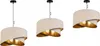 Three identical pendant lamps are displayed side-by-side against a white background, showcasing different suspension heights. Produktbild-Vorschau
