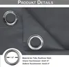 Close-up of a dark gray fabric with metal grommets, showing product details and measurements. Produktbild-Vorschau