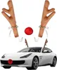 A white sports car decorated with reindeer antlers and a red nose for Christmas. Produktbild-Vorschau