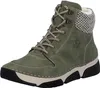 A single green Rieker women's boot is shown against a white background. Produktbild-Vorschau