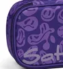 Close-up of a purple pencil case with a smiley face pattern. Náhled obrázku produktu
