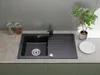 [Granitspüle 76x44 Schwarz+ Armatur]Hochwertig beidseitig Produktbild-Vorschau 4