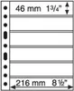A diagram showing the dimensions of a page protector with multiple rows for storing items. Produktbild-Vorschau