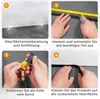 A four-panel instructional image showing how to install a self-adhesive skirting board. Anteprima dell’immagine prodotto